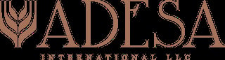 ADESA International LLC logo with menorah symbol in gold text on dark background